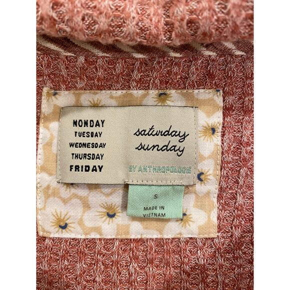 Saturday Sunday by Anthropologie Women’s S Ribbed Half-Zip Sweater Pink Knit - Picture 5 of 9